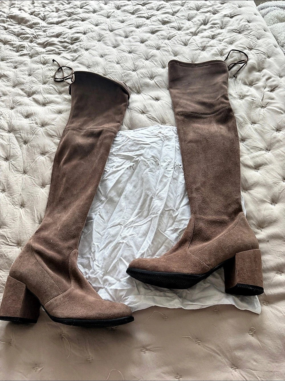 Stuart Weitzman Tieland Over-the-Knee Boot Block Heel Boots in Brown
